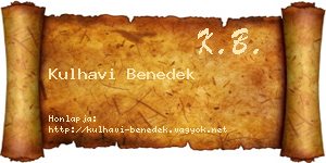 Kulhavi Benedek névjegykártya
